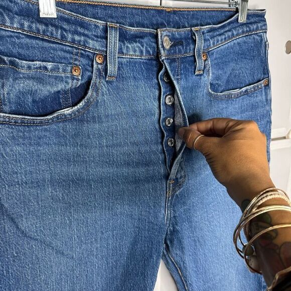 Levi's 501 Blue Straight Leg High Rise Button Fly Jeans Size 31 - Picture 11 of 13